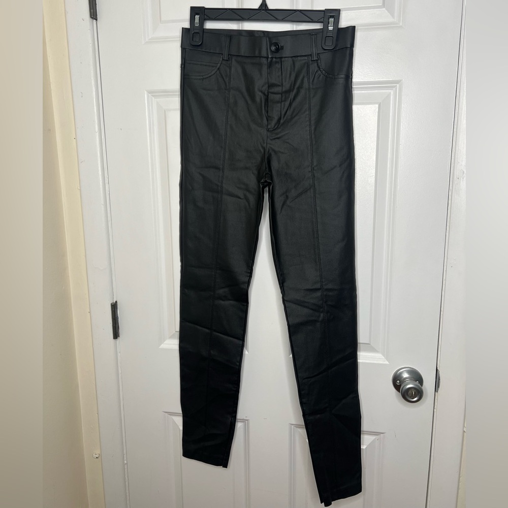 Zara Charcoal Faux Leather Trousers